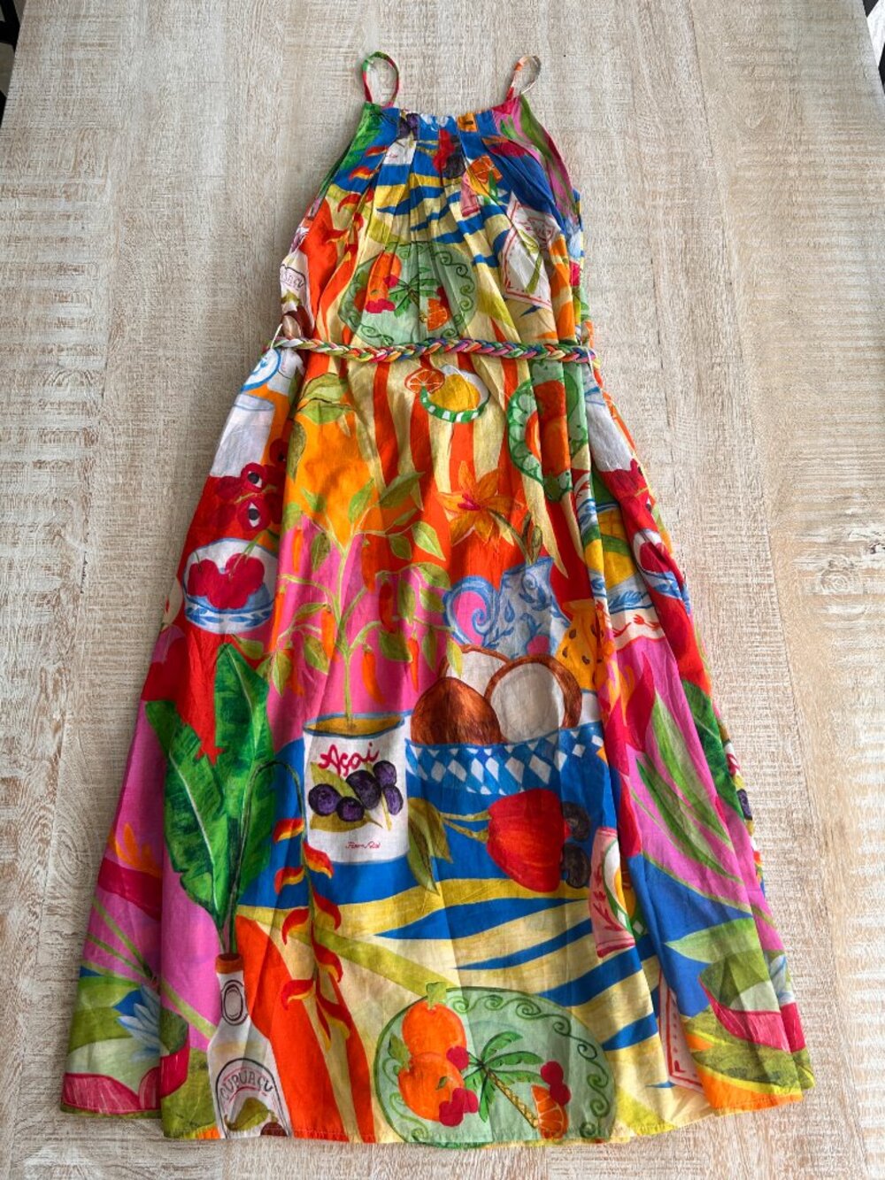 Farm Rio Multicolor Summer Picnic Midi Dress Size Medium NWT - Picture 11 of 12